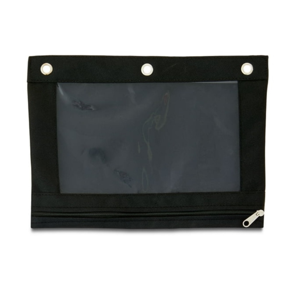 LOT OF 25 SOLID BLACK POUCHES PEN & GEAR BLACK POLYESTER ZIPPER BINDER POUCH NWT